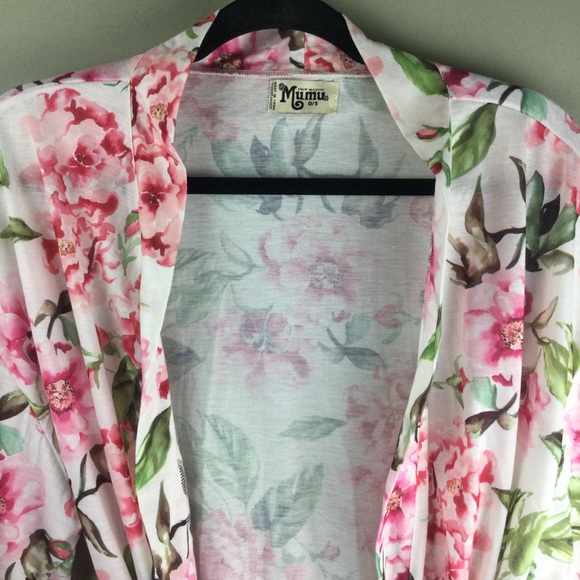 Show Me Your Mumu Brie Floral Tie Front Half Sleeve Robe One Size - Picture 6 of 12